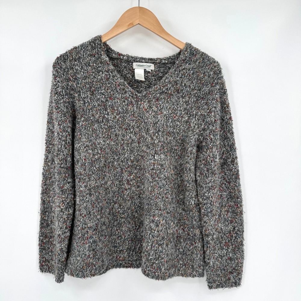 Coldwater Creek 90s Multicolored Speck V-Neck Long Sleeve Knit Sweater Women's S